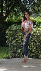 Floral Bardot Crop Top