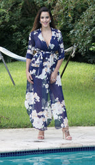 Navy Floral Cover Up