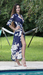 Navy Floral Cover Up