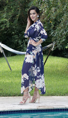 Navy Floral Cover Up