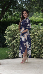 Navy Floral Cover Up