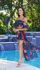 Navy Floral Print Set