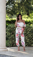 Floral Top & Slit Trouser Set