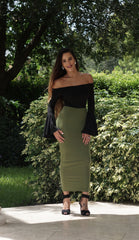 High Waisted Pencil Skirt - Olive