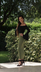 High Waisted Pencil Skirt - Olive