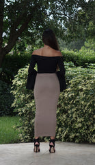 High Waisted Pencil Skirt - Taupe