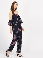 Navy Floral Jumpsuit