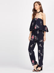 Navy Floral Jumpsuit