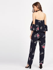 Navy Floral Jumpsuit