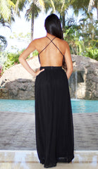 Open Back Maxi Dress - Black