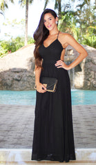 Open Back Maxi Dress - Black