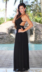 Open Back Maxi Dress - Black