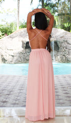 Open Back Maxi Dress - Blush