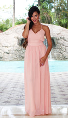 Open Back Maxi Dress - Blush