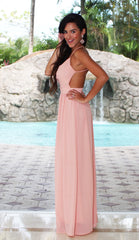 Open Back Maxi Dress - Blush