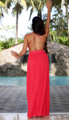 Open Back Maxi Dress - Red