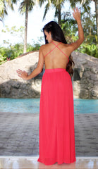 Open Back Maxi Dress - Red