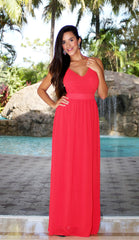 Open Back Maxi Dress - Red