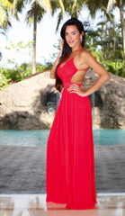 Open Back Maxi Dress - Red