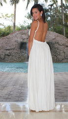 Textured Open Back Maxi Dress - White