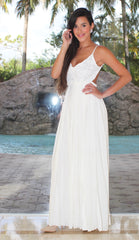 Textured Open Back Maxi Dress - White