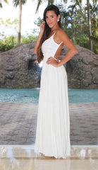 Textured Open Back Maxi Dress - White