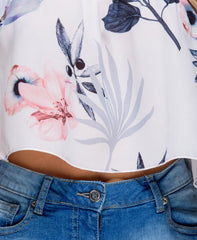 Floral Crop Top with Flare Sleeves